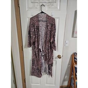 LuLaRoe Wrap Dress Animal Print Brown Pink Black Long‎ 3/4 Sleeve V Neck L